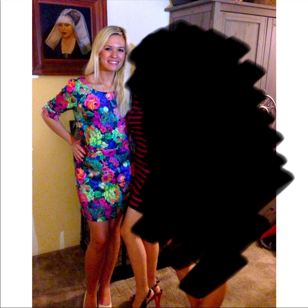 Anthropology neon flower print dress size 6